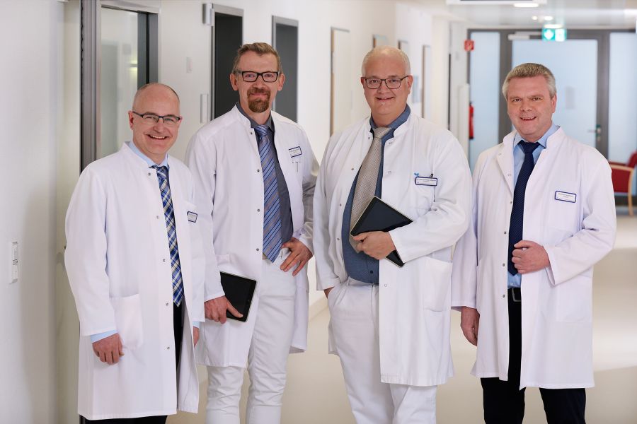Die Chefärzte unserer Klinik für Urologie von links: Dr. Jörg Zinke, Dr. Andreas Schütte, Dr. Christian Wagner, Bernhard Fangmeyer. 